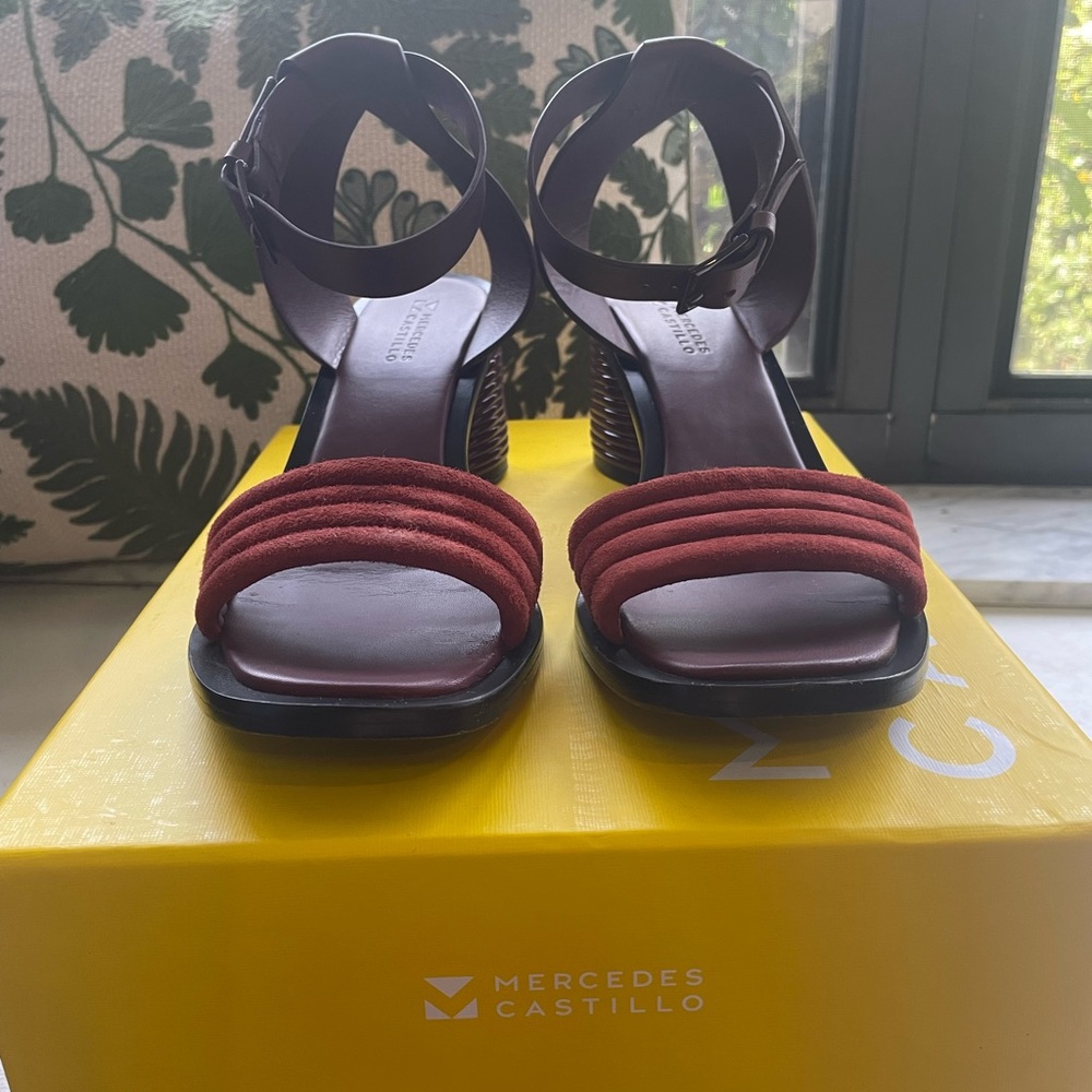 MERCEDES CASTILLO Brick Red Heels 8.5 - Picture 2 of 11